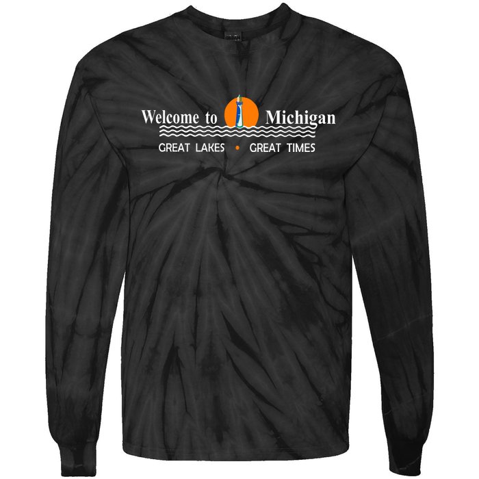 Welcome To Michigan Logo Great Lakes Great Times Tie-Dye Long Sleeve Shirt