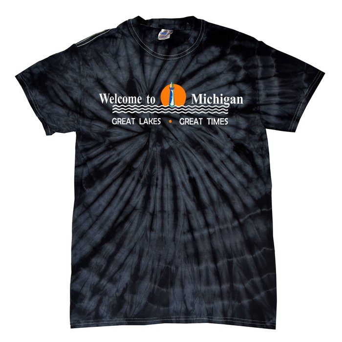 Welcome To Michigan Logo Great Lakes Great Times Tie-Dye T-Shirt