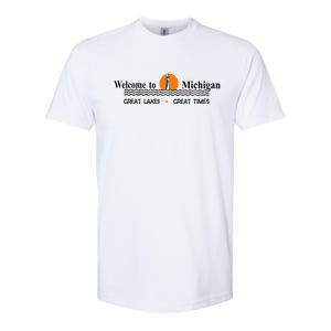 Welcome To Michigan Logo Great Lakes Great Times Softstyle CVC T-Shirt