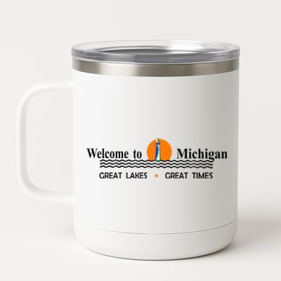 Welcome To Michigan Logo Great Lakes Great Times 12 oz Stainless Steel Tumbler Cup