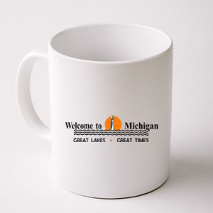 Welcome To Michigan Logo Great Lakes Great Times Coffee Mug