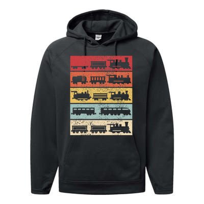 Wagon Train Model Train Conductor Train Lover Vintage Train Performance Fleece Hoodie