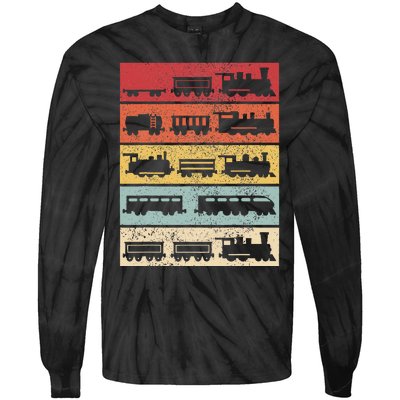 Wagon Train Model Train Conductor Train Lover Vintage Train Tie-Dye Long Sleeve Shirt