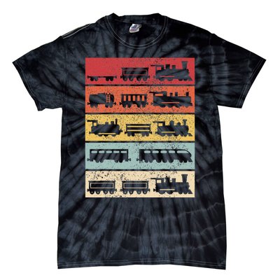 Wagon Train Model Train Conductor Train Lover Vintage Train Tie-Dye T-Shirt