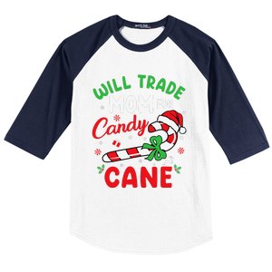 Will Trade Mom For Candy Cane Christmas Funny Baseball Sleeve Shirt