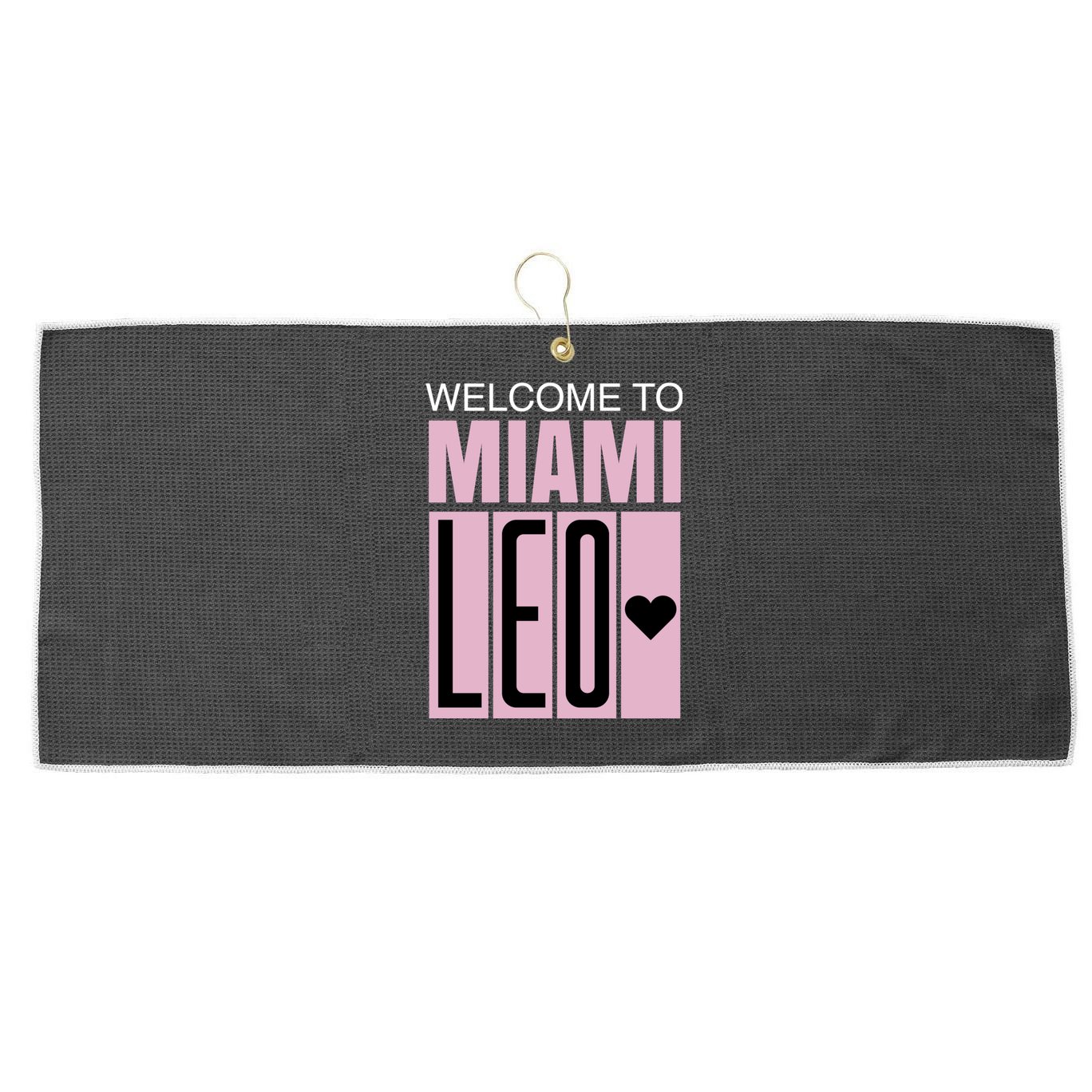 Welcome To Miami Leo 10 GOAT Large Microfiber Waffle Golf Towel