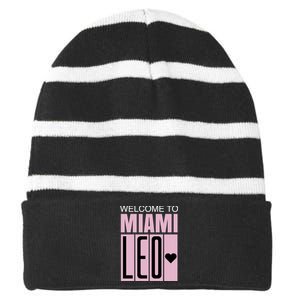 Welcome To Miami Leo 10 GOAT Striped Beanie with Solid Band