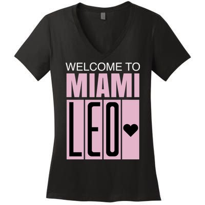 Welcome To Miami Leo 10 GOAT Women's V-Neck T-Shirt