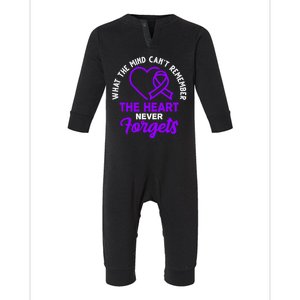 What The Mind Can't Remember The Heart Never Forgets Pancreatic Cancer Infant Fleece One Piece