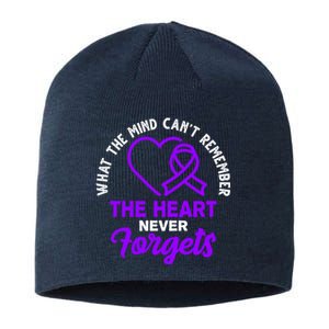 What The Mind Can't Remember The Heart Never Forgets Pancreatic Cancer Sustainable Beanie