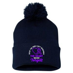 What The Mind Can't Remember The Heart Never Forgets Pancreatic Cancer Pom Pom 12in Knit Beanie