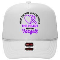 What The Mind Can't Remember The Heart Never Forgets Pancreatic Cancer High Crown Mesh Back Trucker Hat