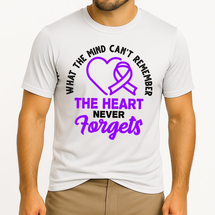 What The Mind Can't Remember The Heart Never Forgets Pancreatic Cancer Cooling Performance Crew T-Shirt