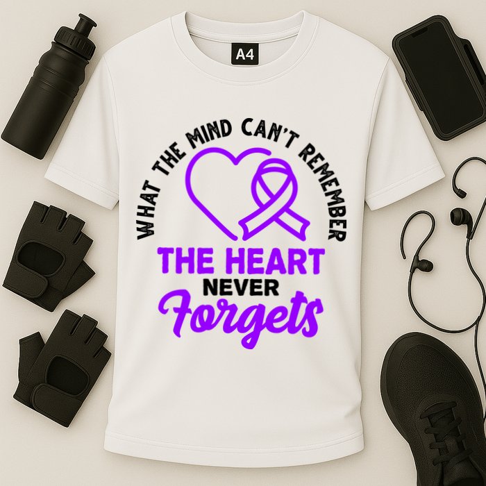 What The Mind Can't Remember The Heart Never Forgets Pancreatic Cancer Cooling Performance Crew T-Shirt