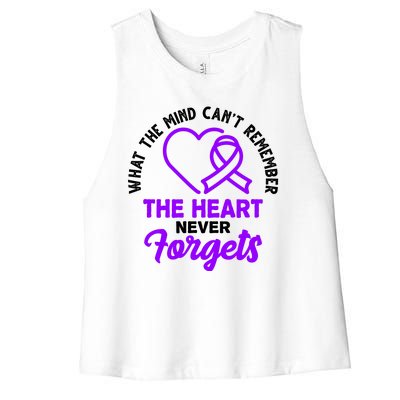 What The Mind Can't Remember The Heart Never Forgets Pancreatic Cancer Women's Racerback Cropped Tank