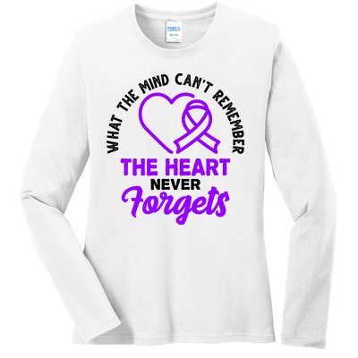 What The Mind Can't Remember The Heart Never Forgets Pancreatic Cancer Ladies Long Sleeve Shirt