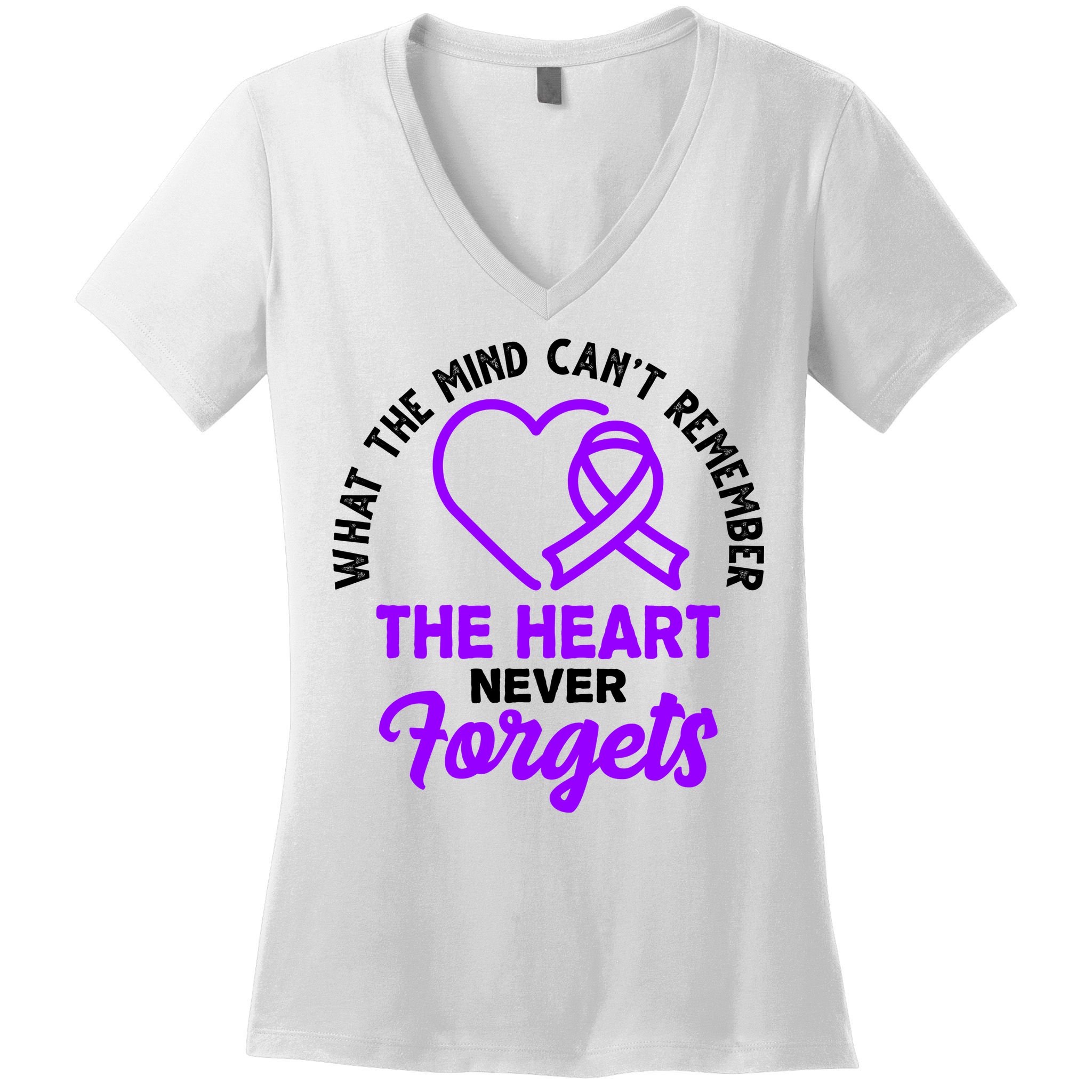What The Mind Can't Remember The Heart Never Forgets Pancreatic Cancer Women's V-Neck T-Shirt