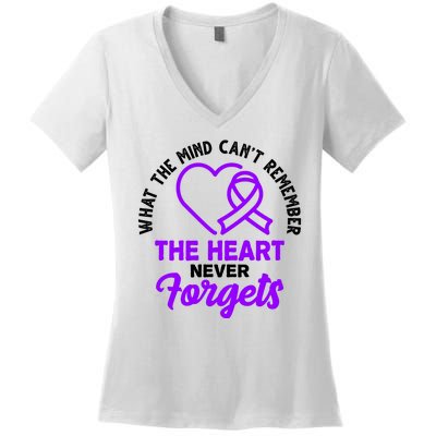 What The Mind Can't Remember The Heart Never Forgets Pancreatic Cancer Women's V-Neck T-Shirt