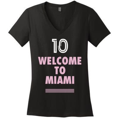 Welcome To Miami Leo 10 GOAT Women's V-Neck T-Shirt