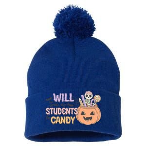 Will Trade My Students For Candy Funny Halloween Teacher Gift Pom Pom 12in Knit Beanie