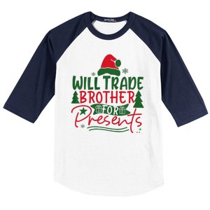 Will Trade My Brother For Present Ugly Christmas Sweater Fun Baseball Sleeve Shirt