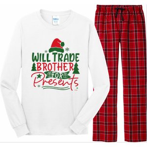 Will Trade My Brother For Present Ugly Christmas Sweater Fun Long Sleeve Pajama Set