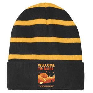 Welcome To Mars Striped Beanie with Solid Band