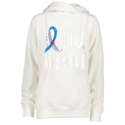 Wo T1D Mom Shirt Type 1 Diabetes Awareness Womens Funnel Neck Pullover Hood