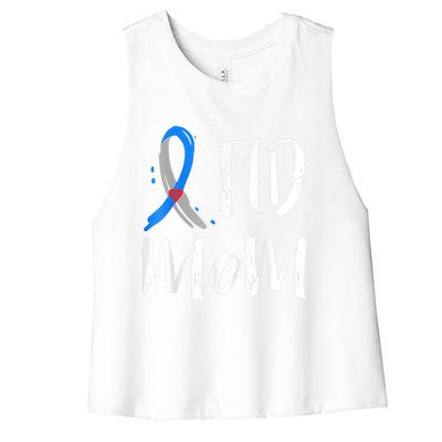 Wo T1D Mom Shirt Type 1 Diabetes Awareness Women's Racerback Cropped Tank