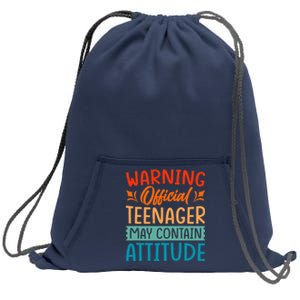 Warning - Teenager - May Contain Attitude - Funny Sweatshirt Cinch Pack Bag