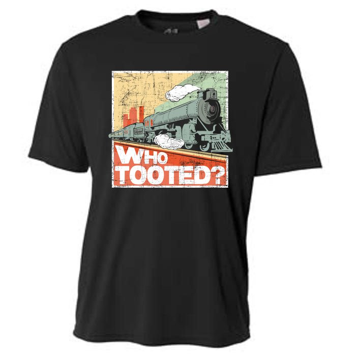 Who Tooted Model Train Lover Railroad Locomotive Conductor Cooling Performance Crew T-Shirt