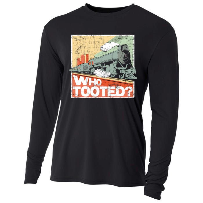 Who Tooted Model Train Lover Railroad Locomotive Conductor Cooling Performance Long Sleeve Crew