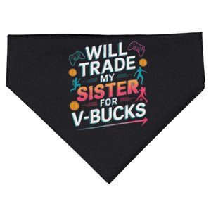 Will Trade My Sister For V Bucks Funny Gamer Design USA-Made Doggie Bandana