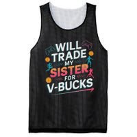 Will Trade My Sister For V Bucks Funny Gamer Design Mesh Reversible Basketball Jersey Tank