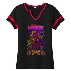 Welcome To Moonside Ladies Halftime Notch Neck Tee