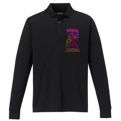 Welcome To Moonside Performance Long Sleeve Polo