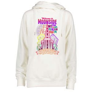 Welcome To Moonside Womens Funnel Neck Pullover Hood