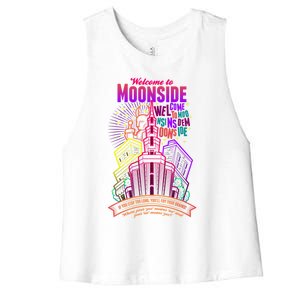 Welcome To Moonside Women's Racerback Cropped Tank