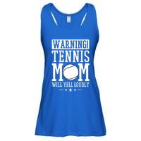 Warning Tennis Mom Will Yell Loudly Tennis Fan Gift Ladies Essential Flowy Tank