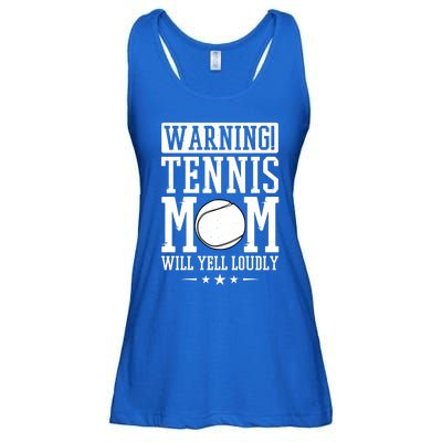 Warning Tennis Mom Will Yell Loudly Tennis Fan Gift Ladies Essential Flowy Tank