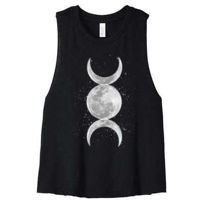 Wiccan Triple Moon Goddess Feminist Pagan Witch Halloween Women's Racerback Cropped Tank