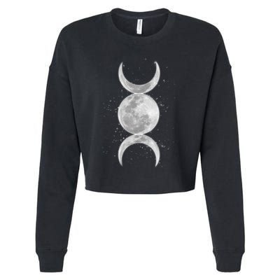 Wiccan Triple Moon Goddess Feminist Pagan Witch Halloween Cropped Pullover Crew