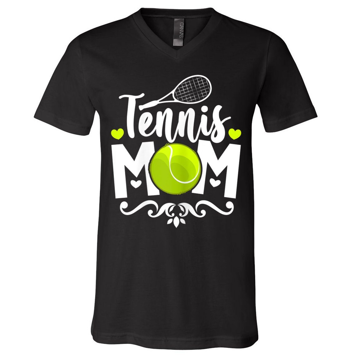 Womens Tennis Mom V-Neck T-Shirt