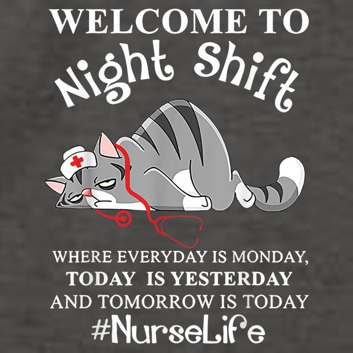 Welcome To Night Shift Where Everyday Is Monday Cat Nurse Vector Backpack
