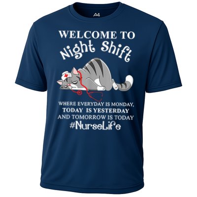 Welcome To Night Shift Where Everyday Is Monday Cat Nurse Performance Shirt