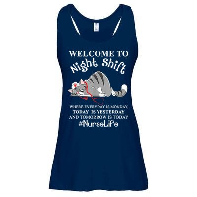 Welcome To Night Shift Where Everyday Is Monday Cat Nurse Ladies Essential Flowy Tank