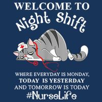 Welcome To Night Shift Where Everyday Is Monday Cat Nurse 16 in Basic Backpack