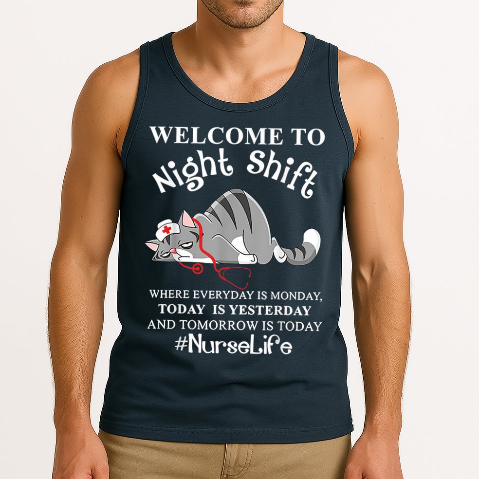 Welcome To Night Shift Where Everyday Is Monday Cat Nurse Tank Top