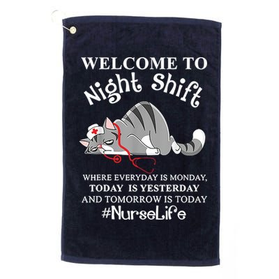 Welcome To Night Shift Where Everyday Is Monday Cat Nurse Golf Towel
