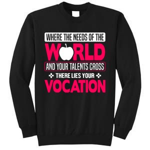 Where The Needs Of The World And Your Talents Cross There Lies Your Vocation Tall Sweatshirt